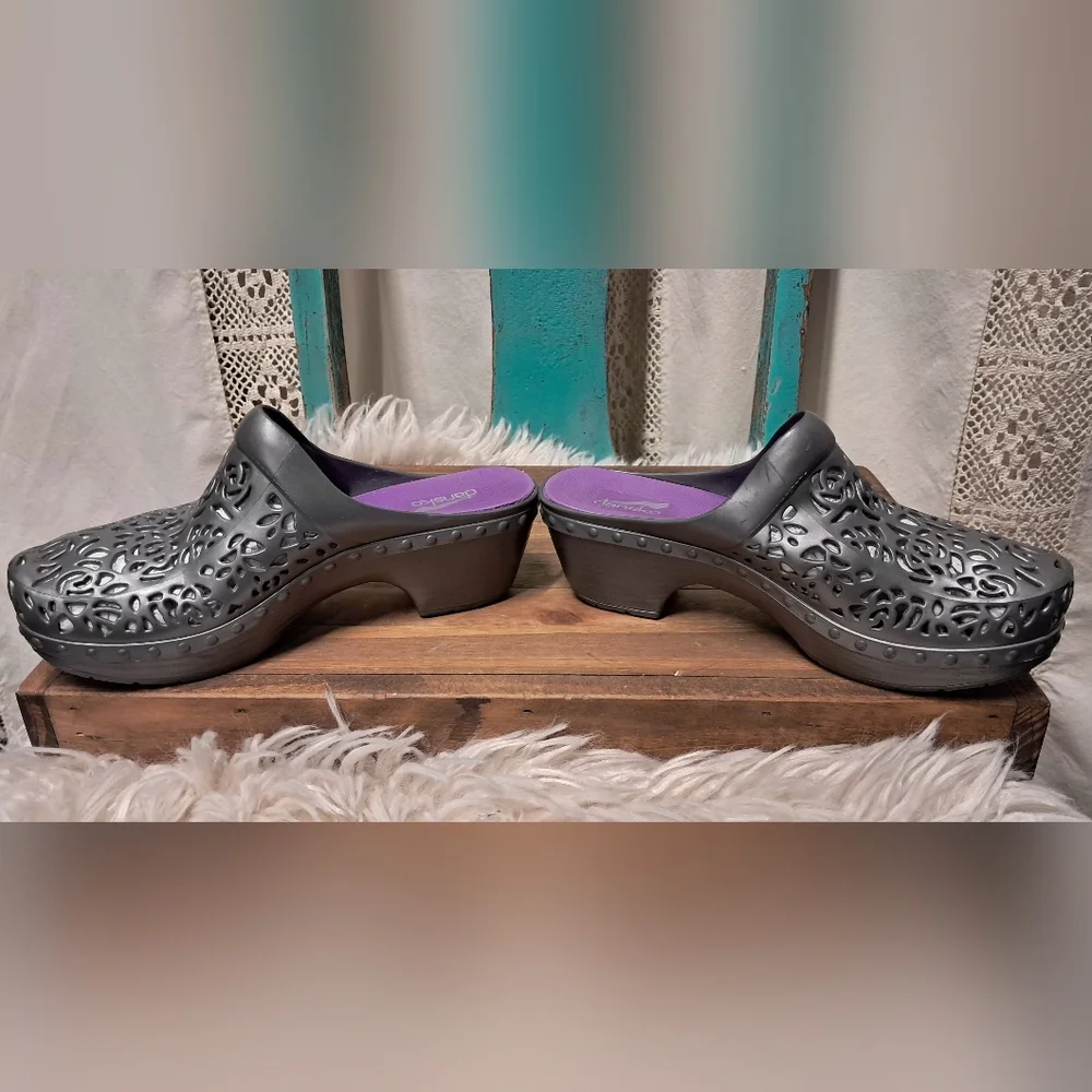 Dansko Gray Cutout Clogs - Picture 5 of 11